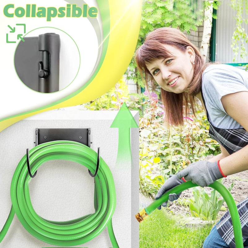 Lifyzoon Heavy Duty Wall-Mount Hose Holder: Foldable Rustproof Outdoor Water Hose Hanger 150ft for Garden/Yard/Fence/Patio with 120LB Capacity - 2 Pack - Image 3